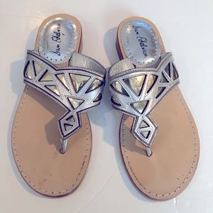 SAM EDELMAN Treva Silver Thong SANDALS 6